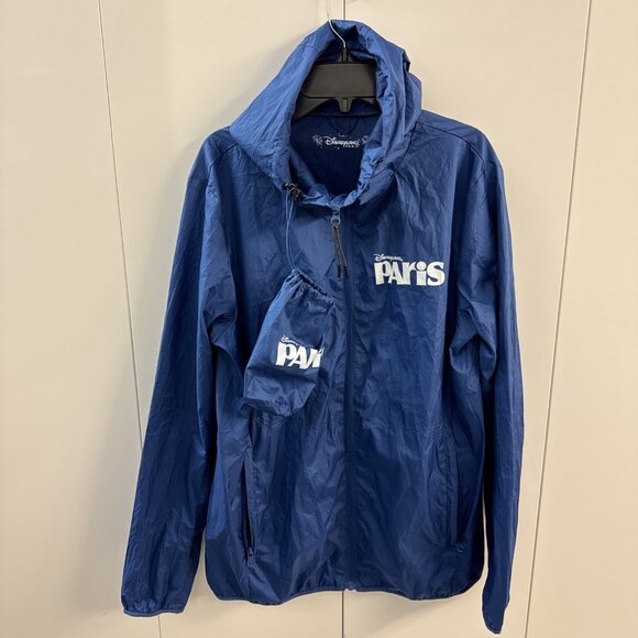 Authentic Disneyland Paris Full Zip Hood Blue Windbreaker Jacket Size Small A32 - Picture 1 of 8